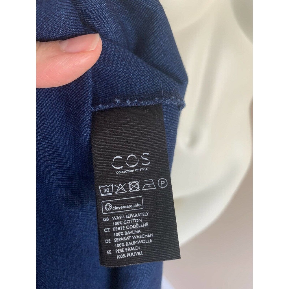 COS Blue Tunic Dress S XS Womens Short Sleeve Thick Cotton Lagenlook Oversized - Picture 11 of 12